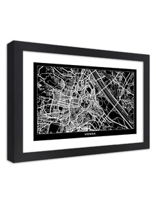 Gario Plagát Plán mesta Viedeň Farba rámu: Čierna, Rozmery: 100 x 70 cm