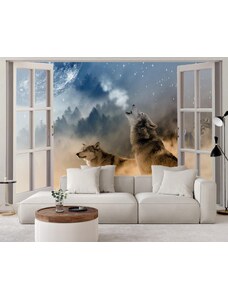 Gario Fototapeta Okno - vyjúce vlky Materiál: Vliesová, Rozmery: 140 x 100 cm