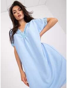 Basic Dámske svetlo-modré šaty s krátkym rukávom a výstrihom do V