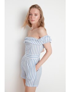 Trendyol Blue Petite Striped Jumpsuit