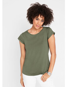 bonprix Bavlnené tričko s krátkym rukávom, farba zelená