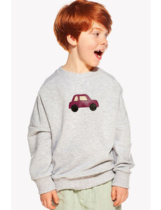 Piskacie Chlapčenské mikina s autom, farba teplákovina sivá, veľkosť 80