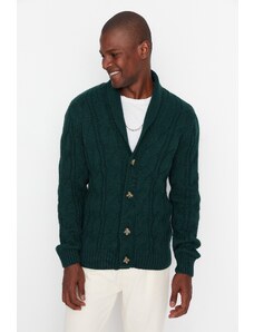 Trendyol Collection Zelený Slim Fit šálový golier pletený Cardigan
