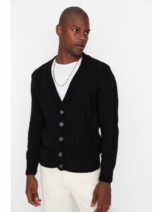 Trendyol Collection Čierny Slim Fit vrkoč do vlasov s podrobným úpletom Cardigan