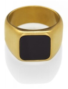 Čierny onyx prsteň pre mužov - zlatý Trimakasi