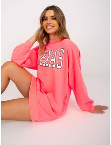 Fashionhunters Fluo pink sweatshirt with print and pockets