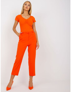 Fashionhunters Oranžové elegantné cigarové nohavice RUE PARIS