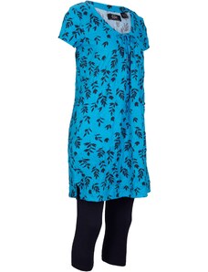 bonprix Šaty a Capri legíny z recyklovateľného polyesteru (2 ks), farba modrá, rozm. 36/38