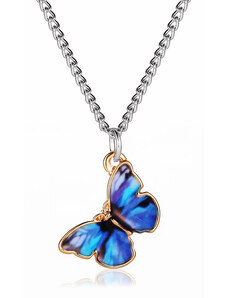 MSPERK Motýľ módny dámsky náhrdelník svetlomodrý s nastaviteľnou dĺžkou