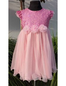 La Dora dievčenske šaty svetlo ružové s flitrami a čelenkou
