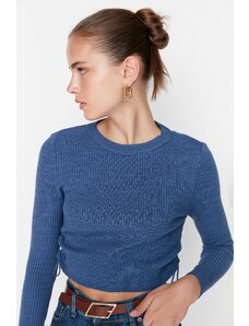 Trendyol Collection Indigo Side Gather Detailný úpletový sveter