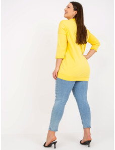 Fashionhunters Yellow long blouse of larger size with pocket