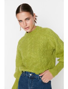 Trendyol Collection Zelený pletený sveter s mäkkou textúrou