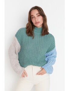 Trendyol Collection Mint Wide Fit mäkký textúrovaný farebný sveter