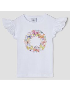 Dievčenské tričko s potlačou motýľov biele TUTU