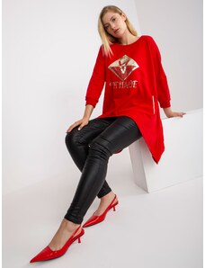 Fashionhunters Red long blouse plus size with print