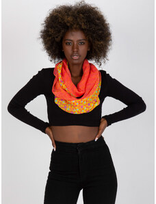 Fashionhunters Yellow-coral scarf with print