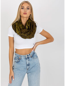 Fashionhunters Khaki women's scarf patterned snood