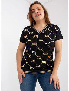 Fashionhunters Black blouse plus sizes with V-neck