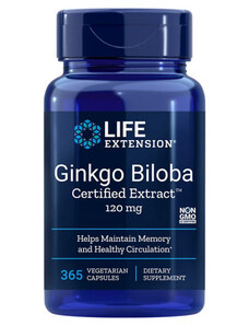 Life Extension Ginkgo Biloba Certified Extract 365 ks, vegetariánska kapsula, 120 mg