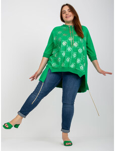 Fashionhunters Green asymmetrical plus size blouse with application