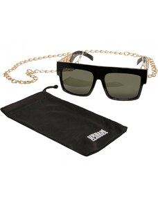 URBAN CLASSICS Sunglasses Zakynthos with Chain - black/gold