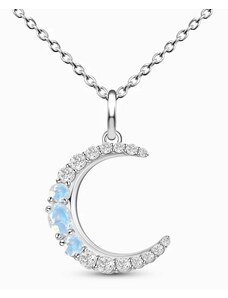 Royal Exklusive Royal Fashion strieborný rhodiovaný náhrdelník Mesiac s drahokamom Moonstonom GU-DR22122N-SILVER-MOONSTONE