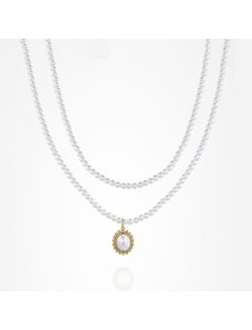 GRACE Silver Jewellery Dvouřadý perlový náhrdelník Countess - sladkovodní perla