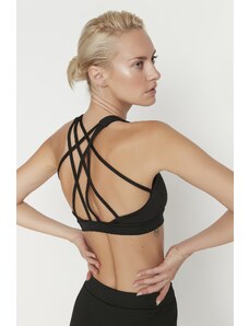 Trendyol Black Support/Shaping Back Cross-Band Detail Knitted Sports Bra