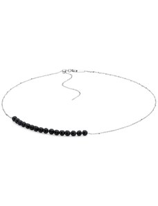 Gaura Pearls Stříbrný náhrdelník s onyxem Nicola - stříbro 925/1000