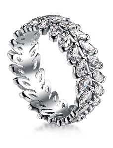 Royal Fashion strieborný rhodiovaný prsteň Trblietavé lístky HA-GR51-SILVER