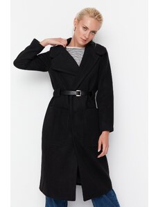 Trendyol Collection Detailný kabátik na opasok s čiernou prackou