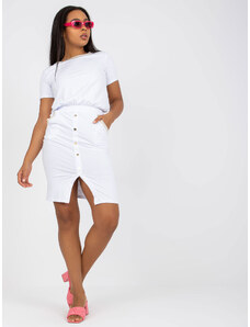 Basic Dámske biele PLUS SIZE šaty s gombíkmi vpredu