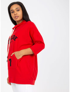 Fashionhunters Red blouse of larger size with 3/4 sleeves