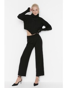 Trendyol Black Turtleneck Crop Knitwear Bottom-Top Suit