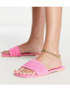 Simmi Wide Fit Simmi London Wide Fit towelling flat sandal in pink