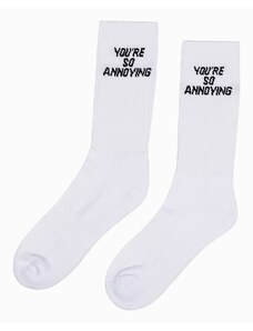 Buďchlap Biele pánske ponožky s nápisom U152