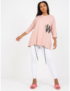 Fashionhunters Dusty pink cotton blouse of larger size with drawstrings