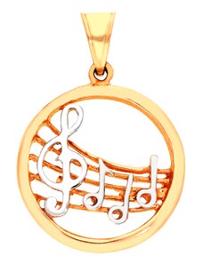 iBrill Zlatý okrúhly prívesok s husľovými kľúčmi