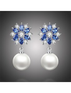 GRACE Silver Jewellery Náušnice s perlou a krystaly Swarovski Samantha