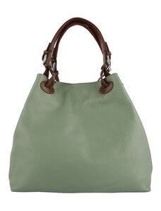 TALIANSKE Dámska kožená kabelka na plece Talianska jemne zelená Mariena menta