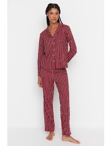 Trendyol Collection Súprava pleteného pleteného pyžama so škoricou zo 100 % bavlny