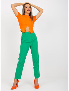 XSAPIENZA Zelené elegantné látkové nohavice pre ženy so zipsom