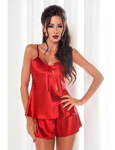 Irall Luxusné saténové dámske pyžamo Aria červené, Farba červená