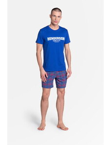 Henderson Pánske krátke bavlnené pyžamo Lid 38874-55X nebeskymodré, Farba nebesky modrá