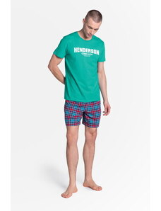 Henderson Pánske krátke bavlnené pyžamo Lid 38874-69X zeleno-nebeskymodré, Farba zelená-nebeskymodrá