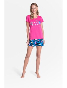 Henderson Ladies Dámske krátke bavlnené pyžamo Tropicana 38905-43X ružové, Farba ružová