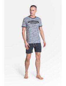 Henderson Pánske krátke bavlnené pyžamo Load 38877-90X šedo-popoľové, Farba šedá-popoľová