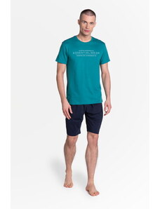 Henderson Pánske krátke pyžamo Deal 38880-77X zeleno-tmavomodré, Farba zelená-tmavomodrá