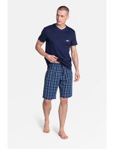 Henderson Pánske krátke bavlnené pyžamo Dream 38884-59X tmavomodré, Farba tmavomodrá